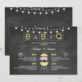 Baby shower BABYQ Pink Chalk Hog Roast Invitation (Devant / Derrière)