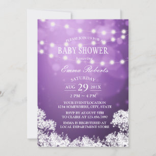 Baby shower Baby's Breath & String Lights Paars Kaart