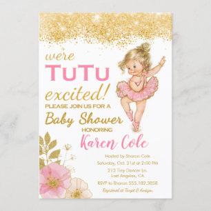  Baby shower Ballerina TuTu Girl Kaart