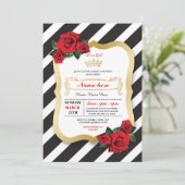 Baby shower Bande noire Rose  Invitation (Debout devant)