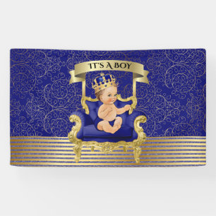 Baby shower Banner Blue and Gold Boy