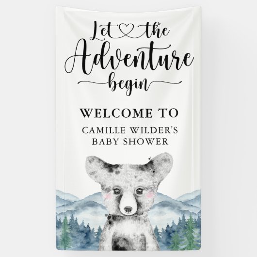 Baby shower Banner Forest Adventure Mountains (Verticaal)