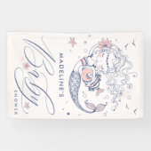 Baby shower | Bannière de sirène de fille rose (Horizontal)