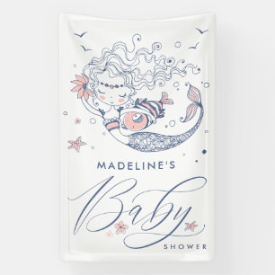 Baby shower   Bannière de sirène de fille rose