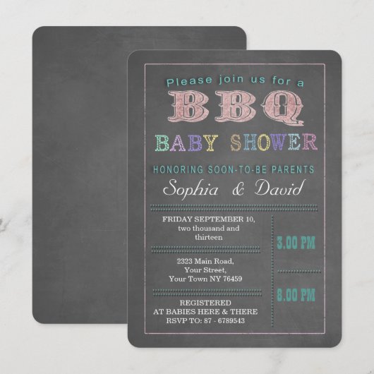 Baby shower Barbecue Barbecue Invitation personnal (Devant / Derrière)