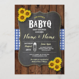 Baby shower barbecue Chalk BaByQ Invitation en boi