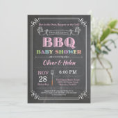 Baby shower barbecue Invitation Pink (Debout devant)
