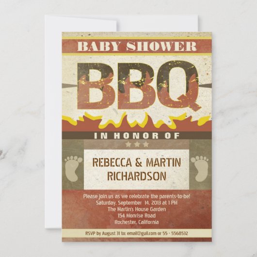 baby shower barbecue invitations vintages (Devant)