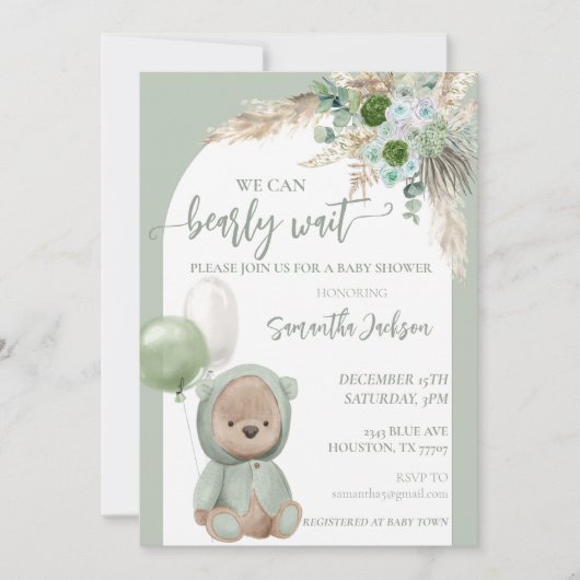 Baby shower Barly Wait Green Boho Beer Kaart (Voorkant)