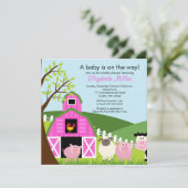 Baby shower Barnyard Animals Invitation pour fille (Debout devant)