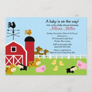 Baby shower Barnyard Baby Animails Invitation
