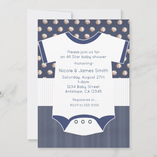 Baby shower Baseball Thème Invitation (Devant)