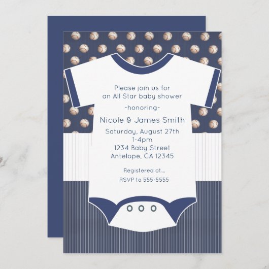 Baby shower Baseball Thème Invitation (Devant / Derrière)