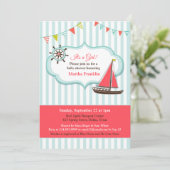 Baby shower Bateau à voile Boy Invitation (Debout devant)