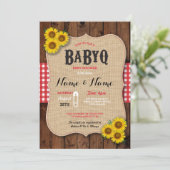 Baby shower BBQ BaByQ Invitation de tournesol roug (Debout devant)
