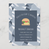 Baby shower BBQ Backyard Pset Blue Invitation Kaart (Voorkant / Achterkant)