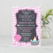 Baby shower BBQ BBQ  Couples roses Invitations (Debout devant)