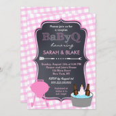 Baby shower BBQ BBQ  Couples roses Invitations (Devant / Derrière)