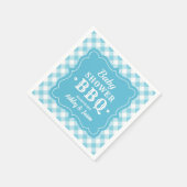 Baby shower BBQ Blauw en Wit Gingham Plaid Servetten (Hoek)