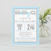 Baby shower BBQ Bleu BabyQ Invitation (Debout devant)