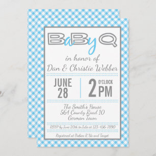 Baby shower BBQ Bleu BabyQ Invitation