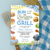 Baby shower BBQ Bleu Invitation - Bun dans le four