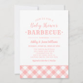 Baby shower BBQ Blush Pink Gingham Pset Kaart (Voorkant)