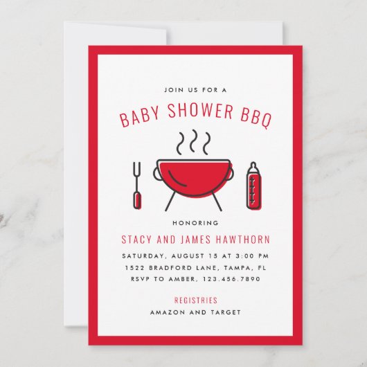 Baby shower BBQ Couple's Shower Invitation (Voorkant)
