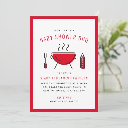 Baby shower BBQ Couple's Shower Invitation (Debout devant)