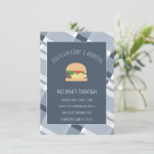 Baby shower BBQ Jardin Plaid Blue Invitation (Debout devant)