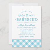 Baby shower BBQ Light Blue Gingham Pset Kaart (Voorkant)