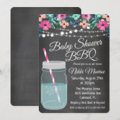 baby shower BBQ Mason Jar Invitation Kaart (Voorkant / Achterkant)