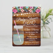 Baby shower BBQ Mason Jar Uitnodiging (Staand voorkant)
