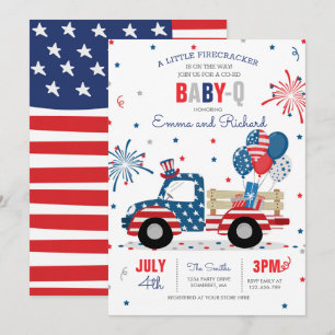 Baby Shower BBQ op 4 juli Baby-Q Kaart
