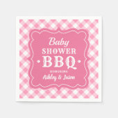 Baby shower BBQ Roze en Wit Gingham Plaid Servetten (Voorkant)