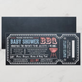 Baby shower BBQ Ticket Uitnodigingen w Luier Raffl (Voorkant / Achterkant)