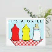 Baby shower BBQ-uitnodigingen Kaart (Staand voorkant)