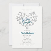 BABY SHOWER Beach Glam Diamond Heart Invitations (Devant)