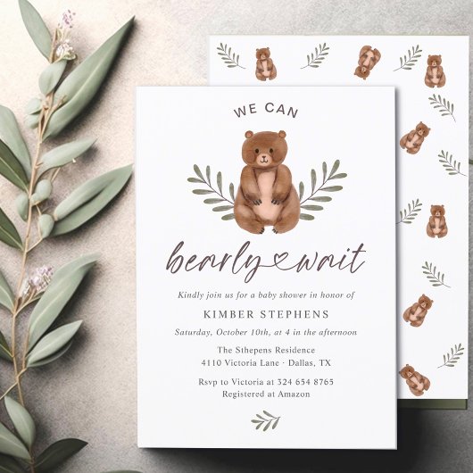 Baby shower Bearly Wait Rustic & Modern Invitation