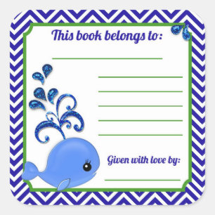 Baby shower Bébé Baleine Bleue Livre Stickers Plaq