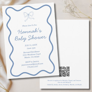 Baby shower bébé bleu Dusty moderne Invitation