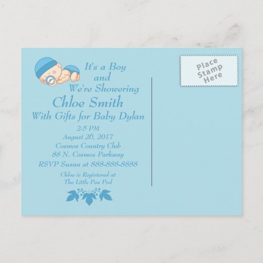 Baby shower bébé dormant doux Invitation (Dos)