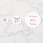 Baby shower bébé éléphant fille Confetti (Derrière)