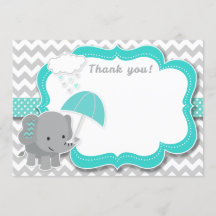Baby shower bébé éléphant garçon Carte de remercie