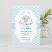 Baby shower bébé éléphant garçon Invitation (Debout devant)