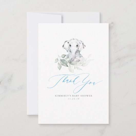 Baby shower bébé éléphant garçon Merci (Devant)