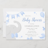 Baby shower bébé éléphant Invitations garçon (Devant)