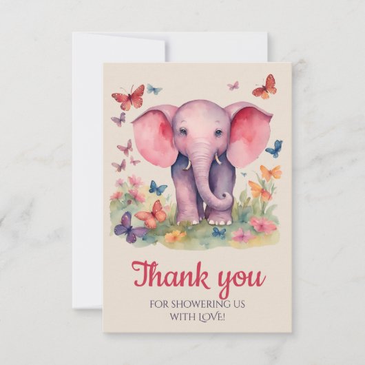 Baby shower  bébé éléphant Merci (Devant)
