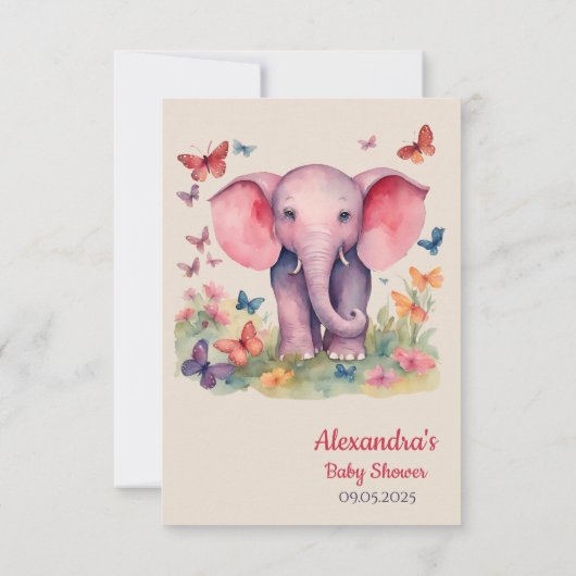 Baby shower  bébé éléphant Merci (Dos)