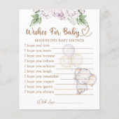 Baby shower bébé éléphant souhaits pour la carte b (Devant)